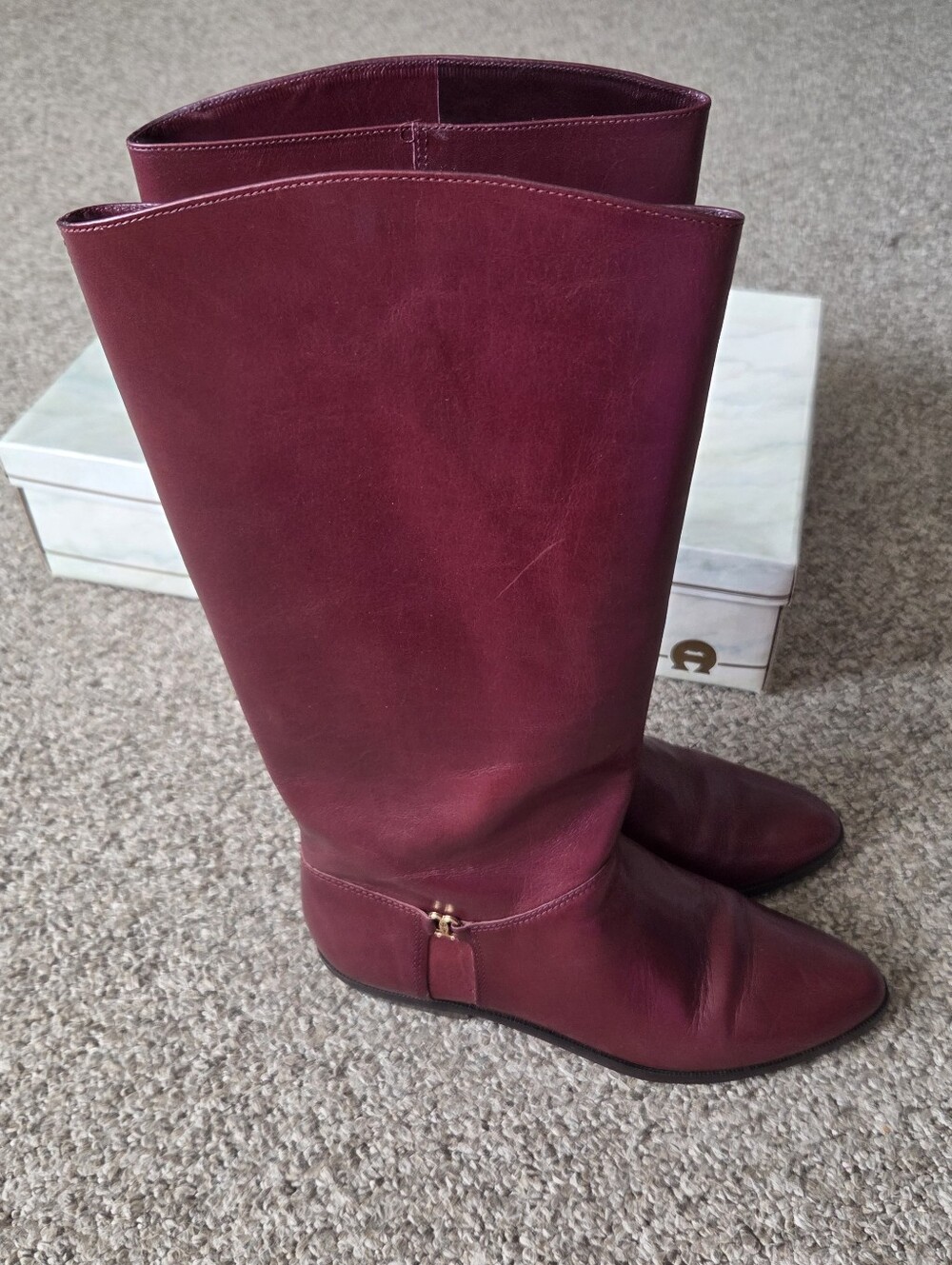Vtg 70’s-80's Etienne Aigner oxblood Burgundy Tall Leather Riding Boots Size 7.5